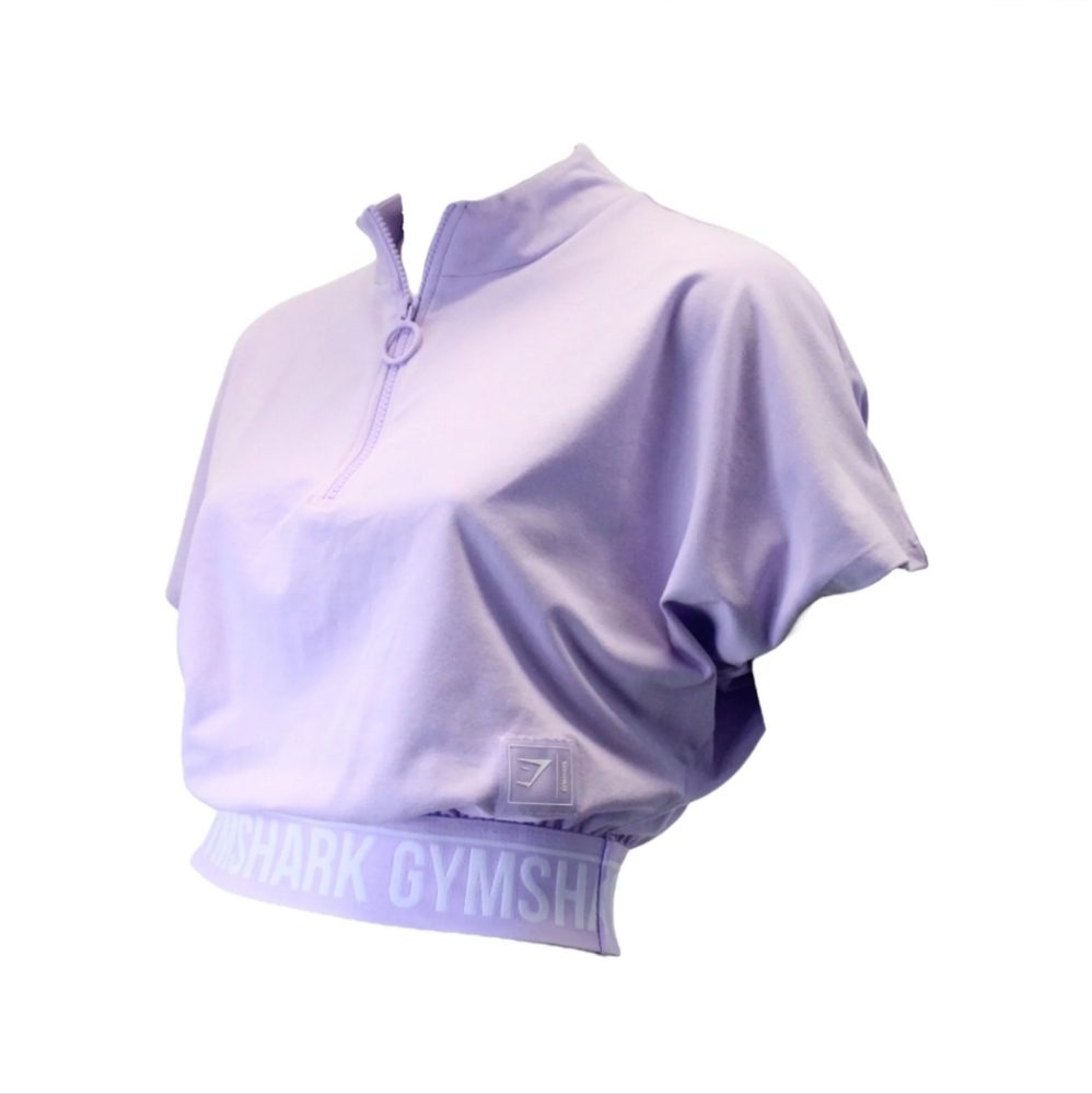 Gymshark Recess 1/2 Zip Tee sz SMALL light purple croptop fitness apparel cute - Picture 2 of 13